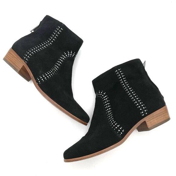 Joie Lucy Black Suede Silver Studded Ankle Booties Women’s Size EU 38.5 | US 8.5 - Picture 2 of 16